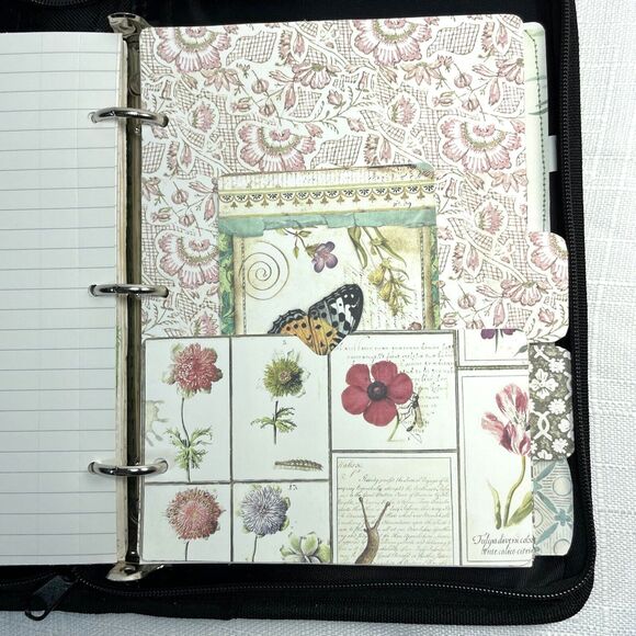 Handmade Embellished Junk Journal Zipper Binder Dividers Nature Garden 8" X 11" - Picture 8 of 16